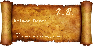 Kolman Bence névjegykártya