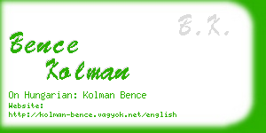 bence kolman business card